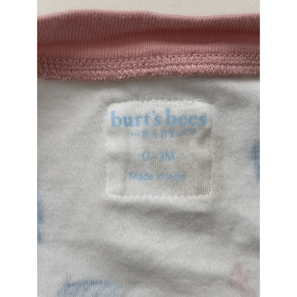 Lot of 4- BURTS BEES Baby Pajamas Organic Cotton Infant Mittens-Size 0-3 Months - Picture 3 of 7